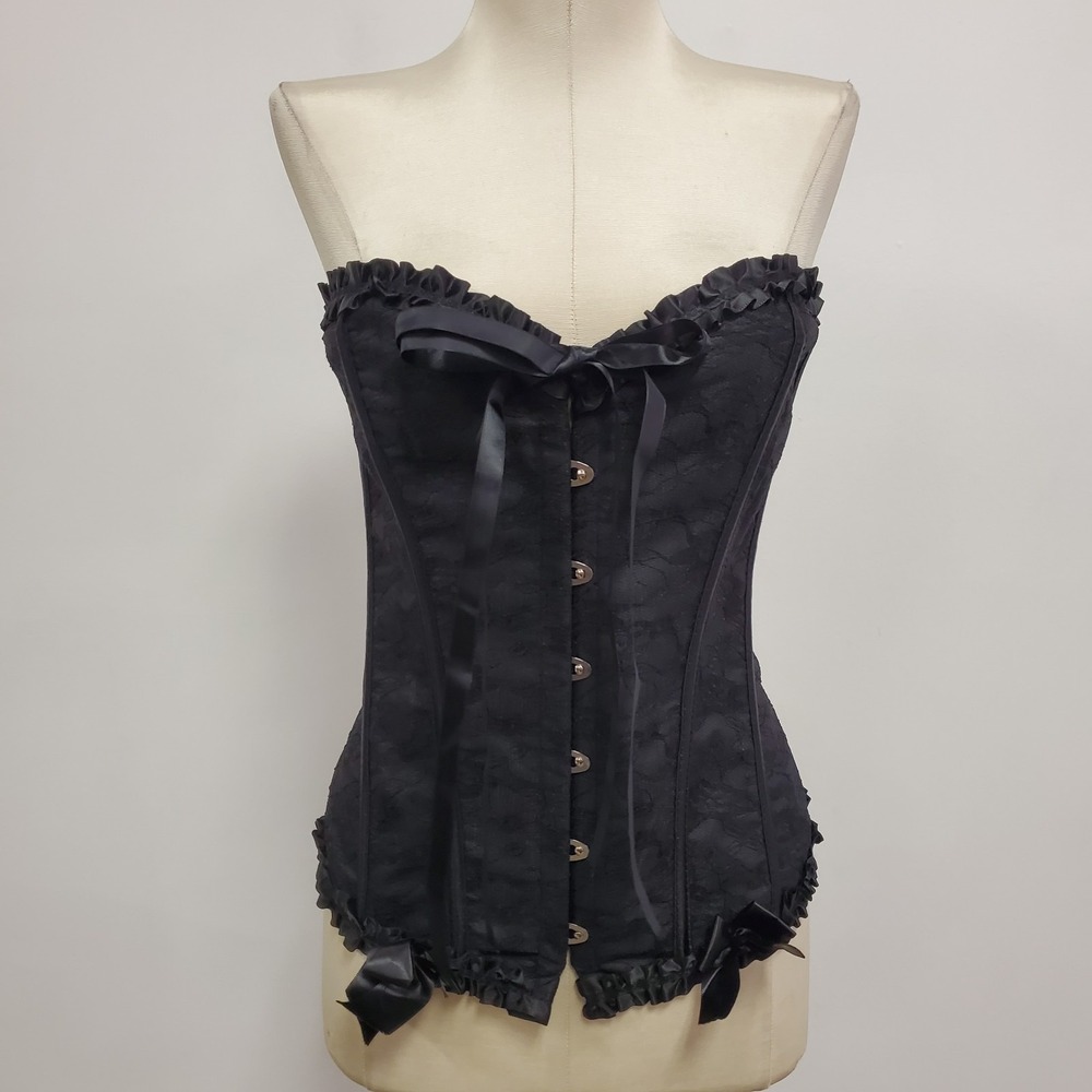 Romantic‎ Goth Lace Up Corset Top Size XL Layer Renaissance Kawaii Renfaire
